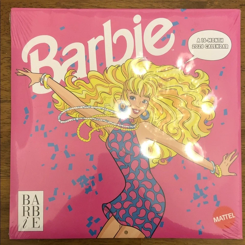 Barbie Pink & Yellow Retro Artwork 16-month Calendar Original Seal Not Opened